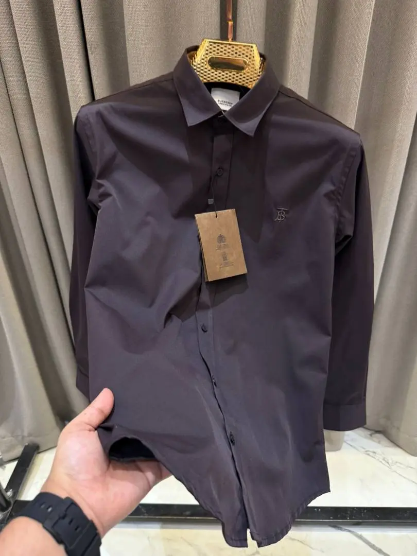 Burberry Chest Logo Full Sleeves Shirt Maroon - Image 3