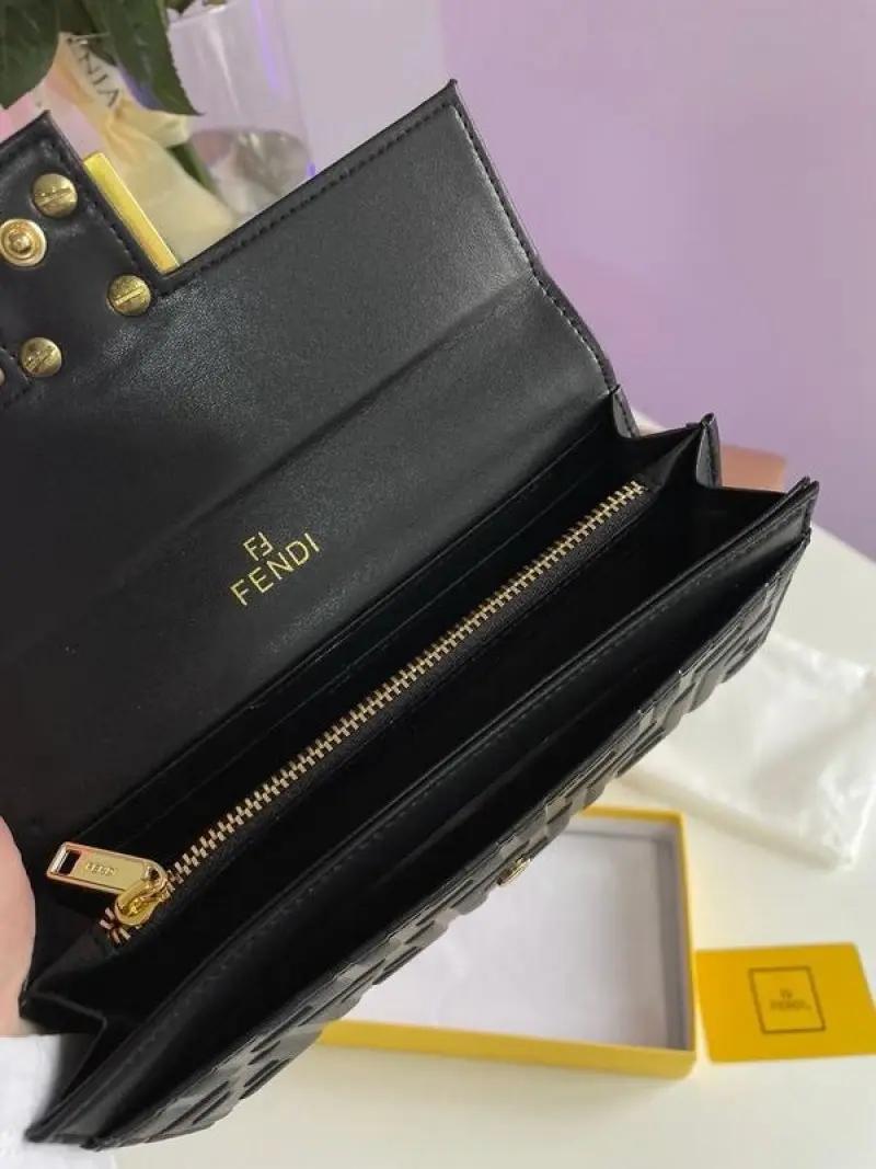 Fendi Baguette Long Wallet With OG Box (Black-832) - Image 4