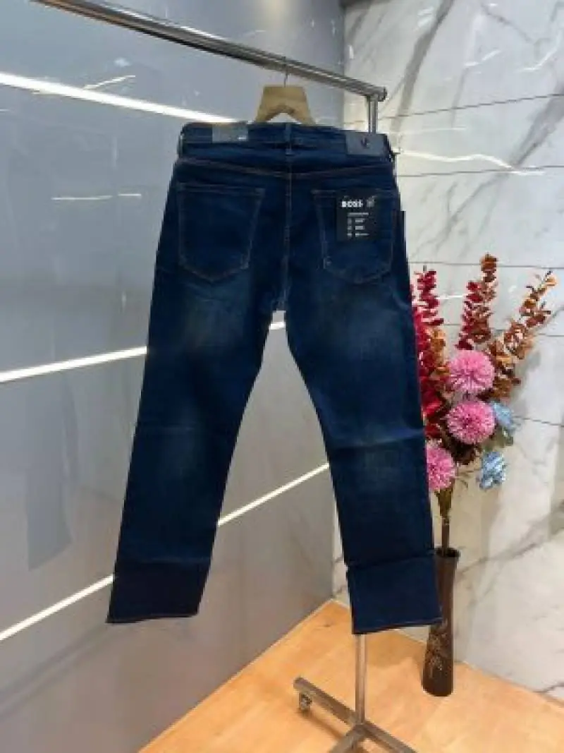 Boss Blue Shade Straight Fit Premium Imported Stretchable Lycra Fabric Denim with Embroidered Logo 4111 - Image 4