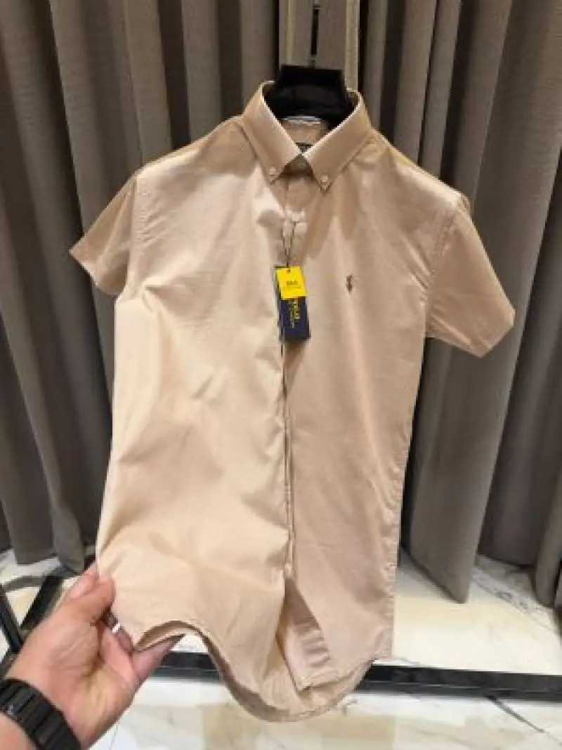 Ralph Lauren Chest Logo Half Sleeves Shirt Coffee - Image 3
