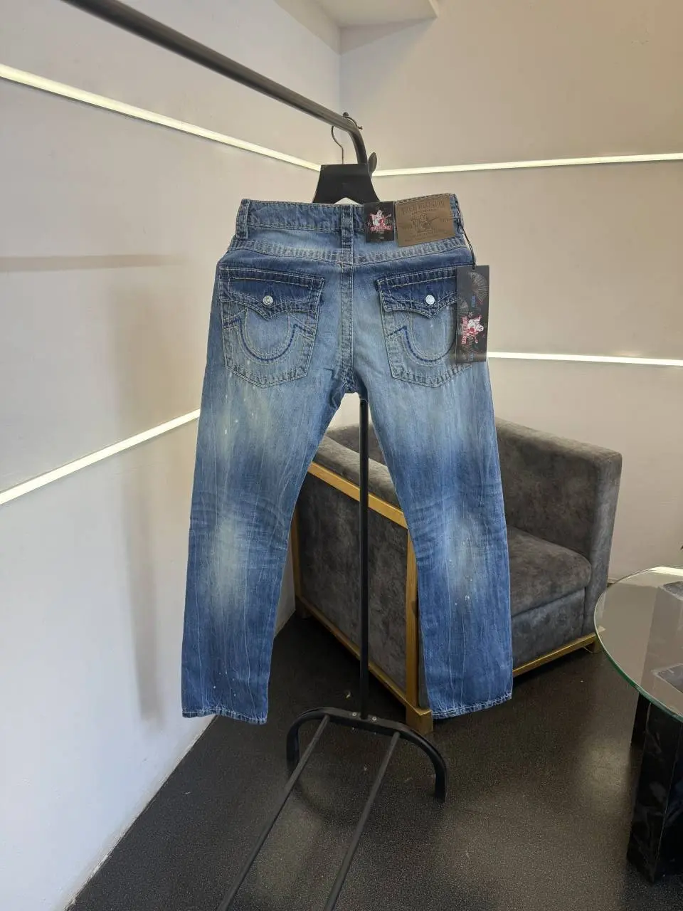 True religion ripped hyperflex straight imported imported denim light blue - Image 3