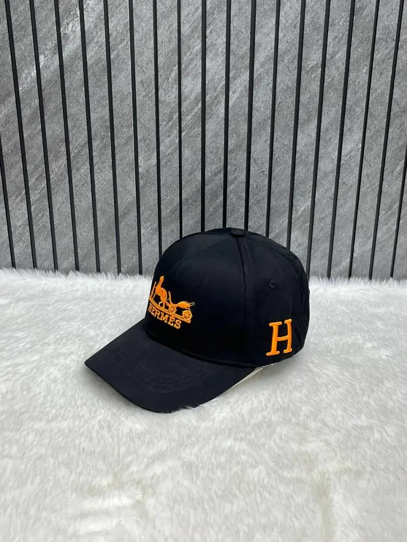 Hermes Front Logo Black Premium Unisex Cap With Safety Box