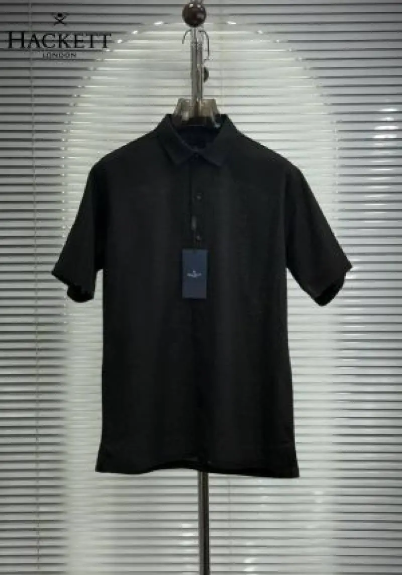 Hackett Chest Logo Half Linen Shirts Black