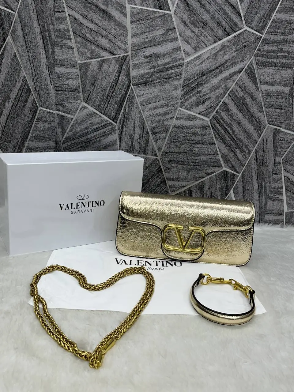 Valentino V Logo Long Shoulder Bag Clutch With Original Packing - Image 6