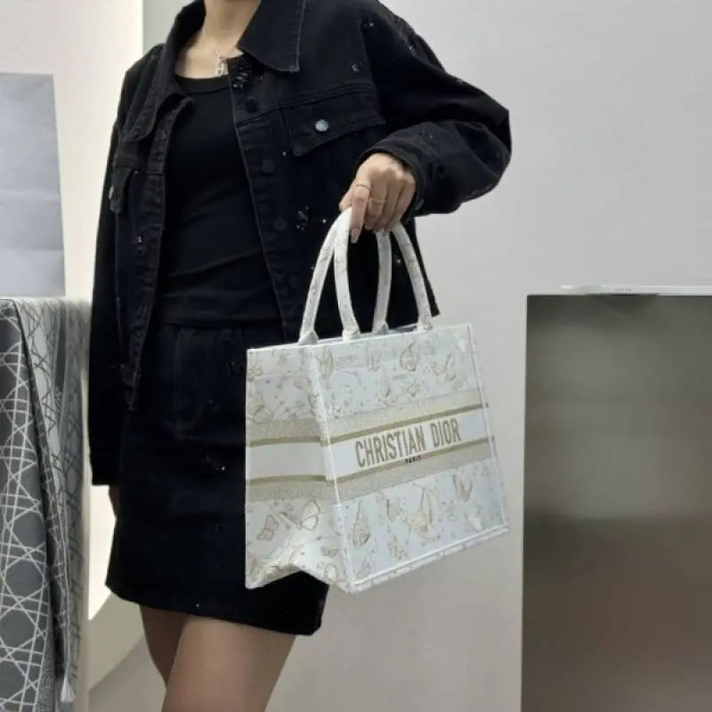 Dior Book Large Tote Premium Oblique With OG Box & Dust Bag & Scarf (Butterfly-824) - Image 7