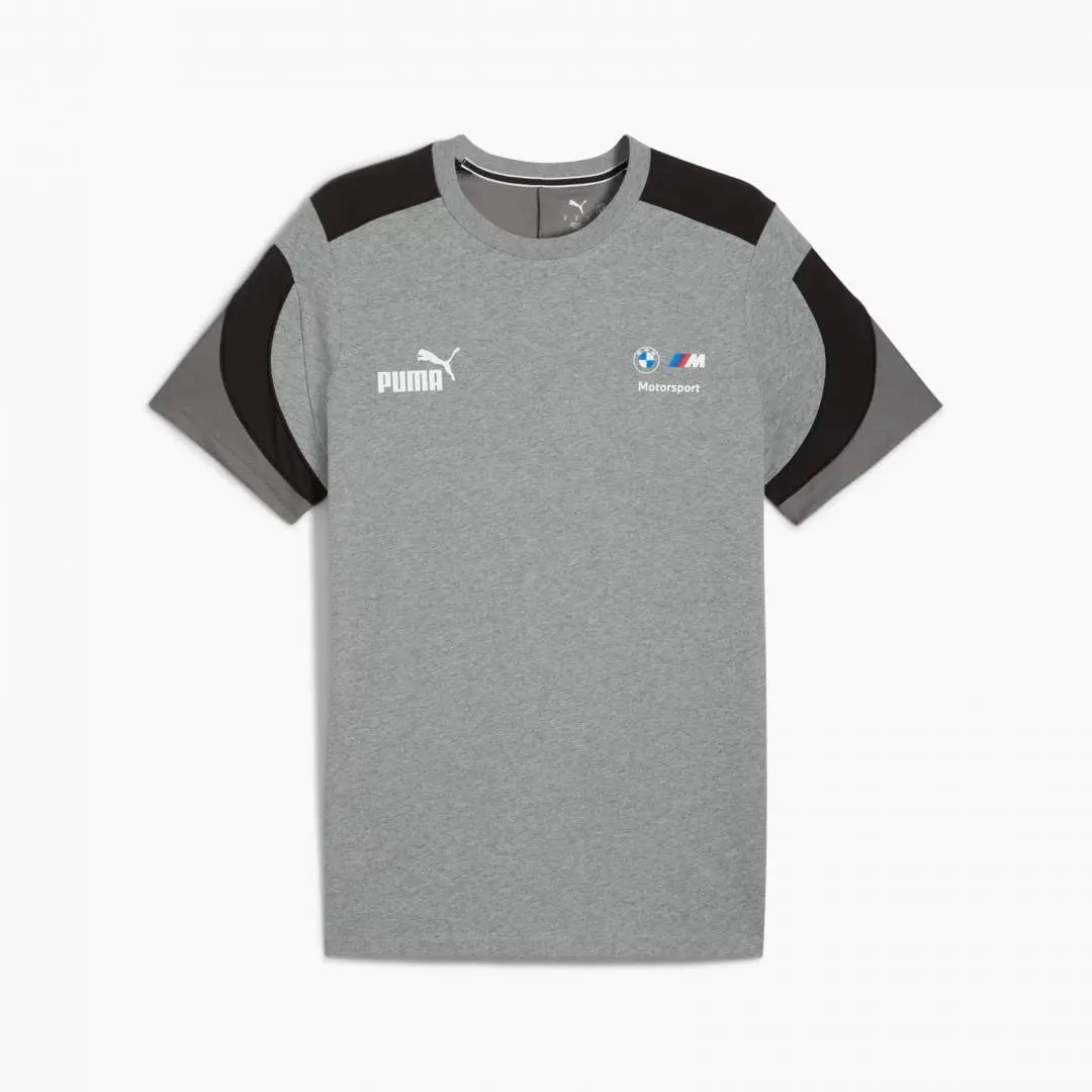 BMW Chest Logo Round Neck T shirt Grey