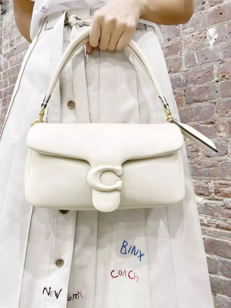Coach Pillow Tabby Shoulder Bag With OG Box & Dust Bag & Extra Shoulder Strap (White-425)