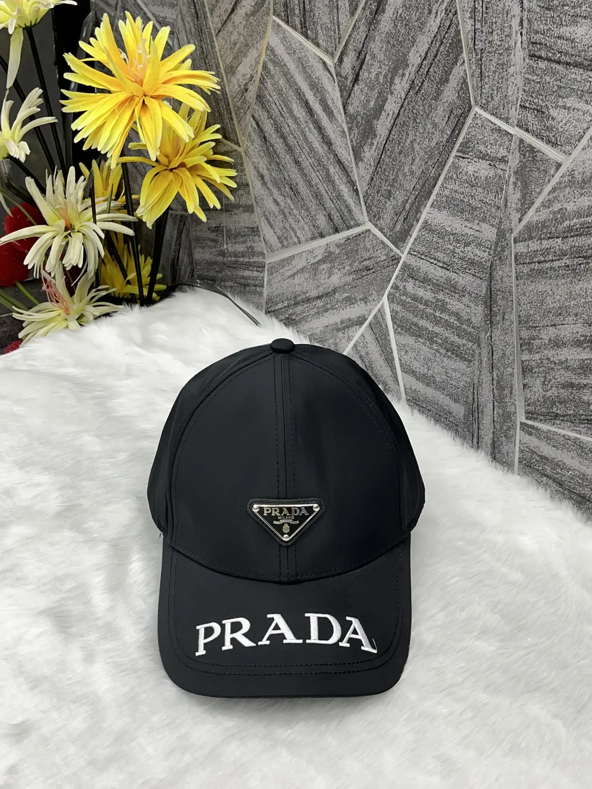 Prada Re Edition Double Front Logo Black Premium Unisex Cap (With Safety Box)
