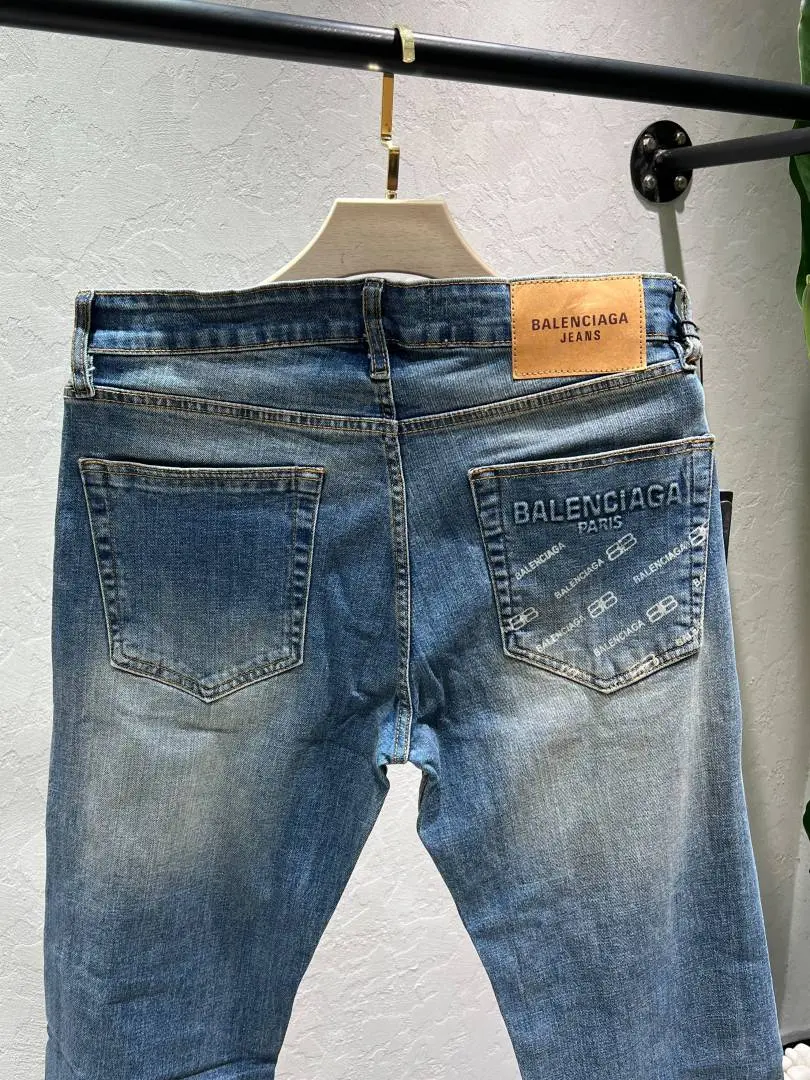 Balenciaga Light Shade Straight fit Premium Imported Fabric Denim with Back Pocket Emboss Logo 4589 - Image 3