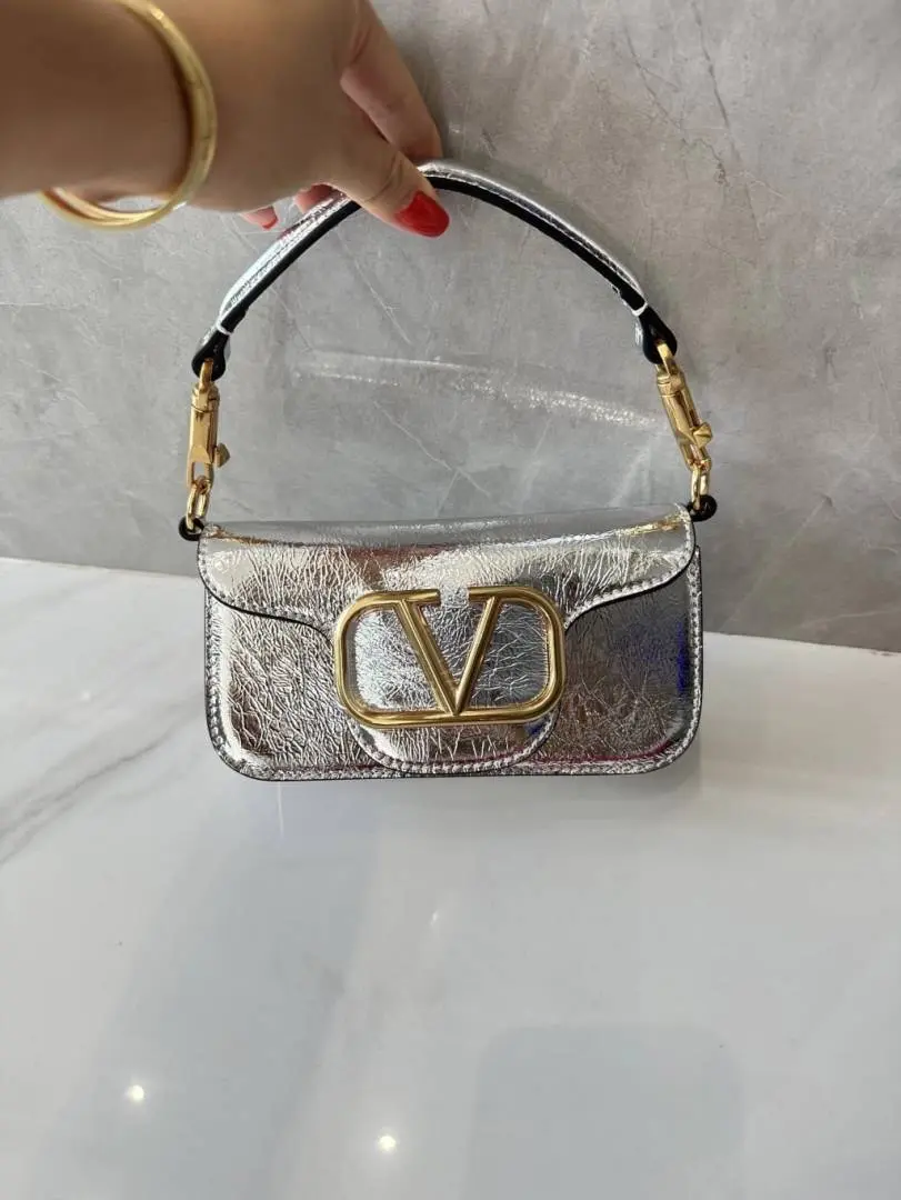 Valentino V Lock Silver Small Shoulder Bag With Original Box - Image 6