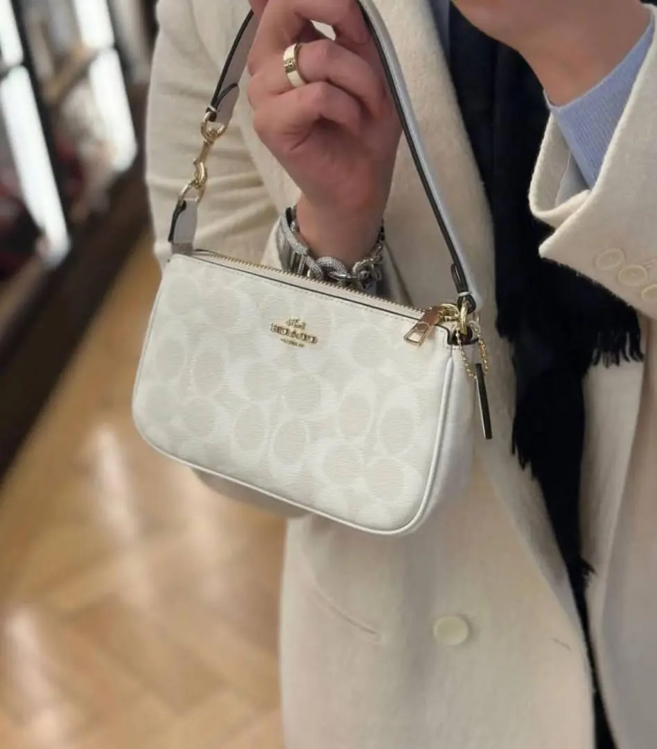 Coach Nolita 19 White Mono With OriginalBox DustCover ChainBelt PearlCharm - Image 2