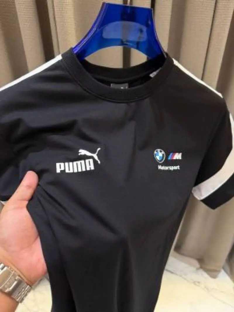 Pum BMW Logo Round Neck T shirt Black - Image 3