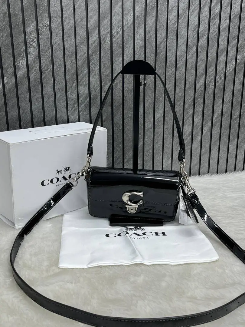 Coach Studio Baguette Patent-Black Leather With OriginalBox DustCover Tags - Image 7