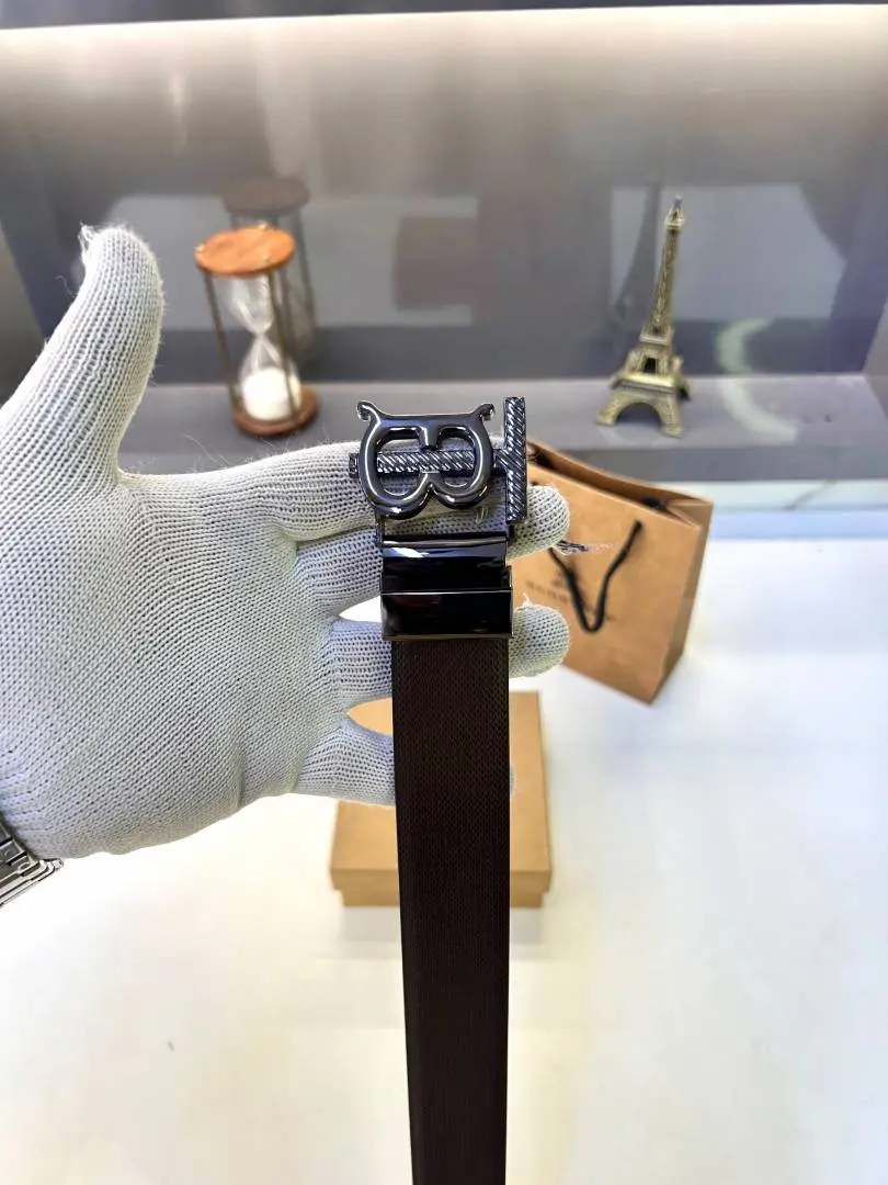 Burberry Glossy Black Reversible Belt Fa 1000 - Image 3