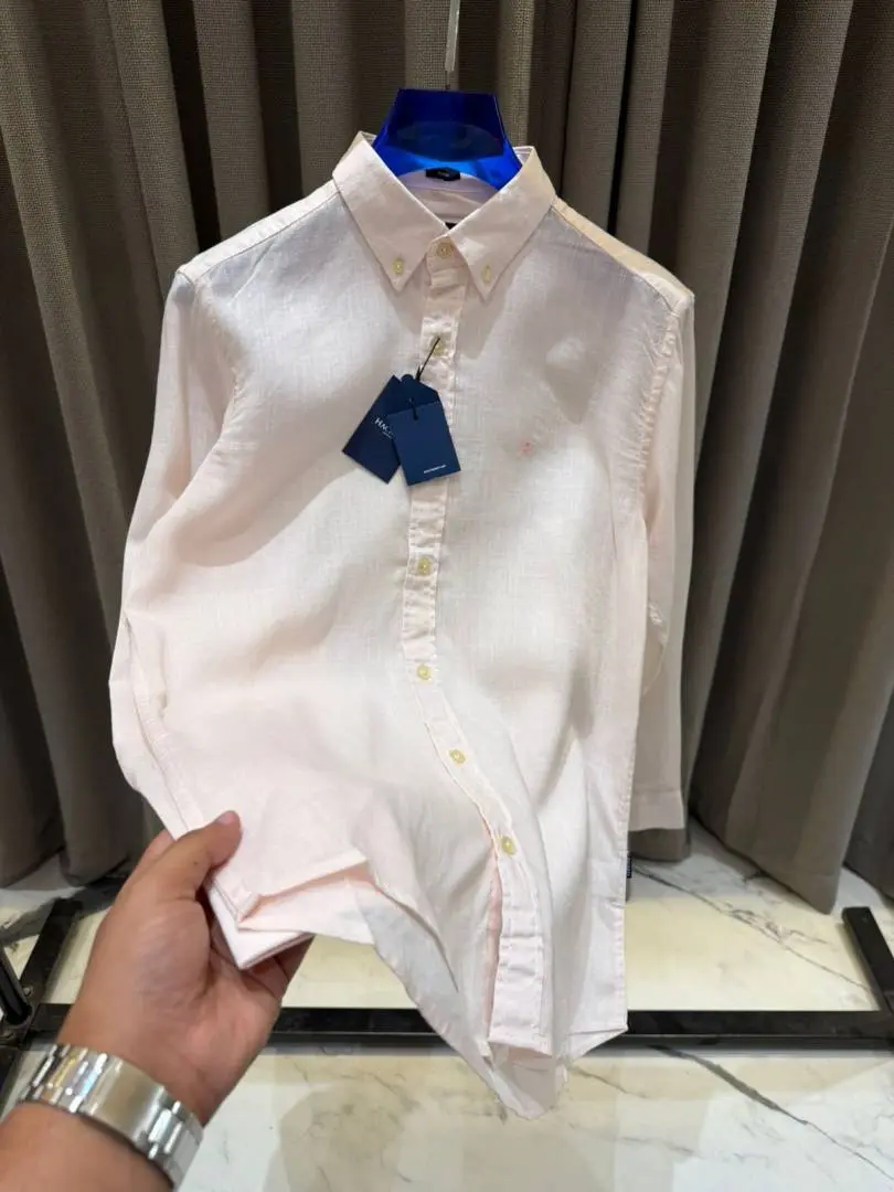 Hackett Chest Logo Full Sleeves Shirt Pink - Image 3
