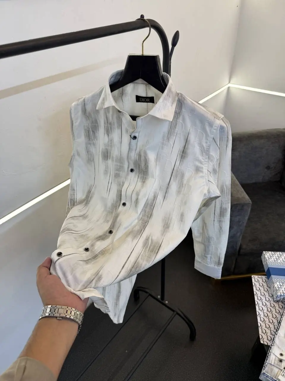 Dior Laser cut shadow print monogram imported box pack shirt white sale - Image 2