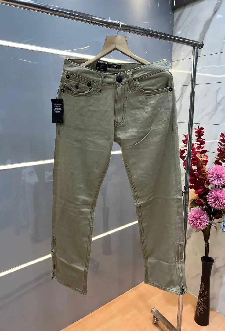 True Religion Beige Straight fit Premium Imported Stretchable Lycra Fabric Denim with Back Pocket Embroidered Design 4171 - Image 4