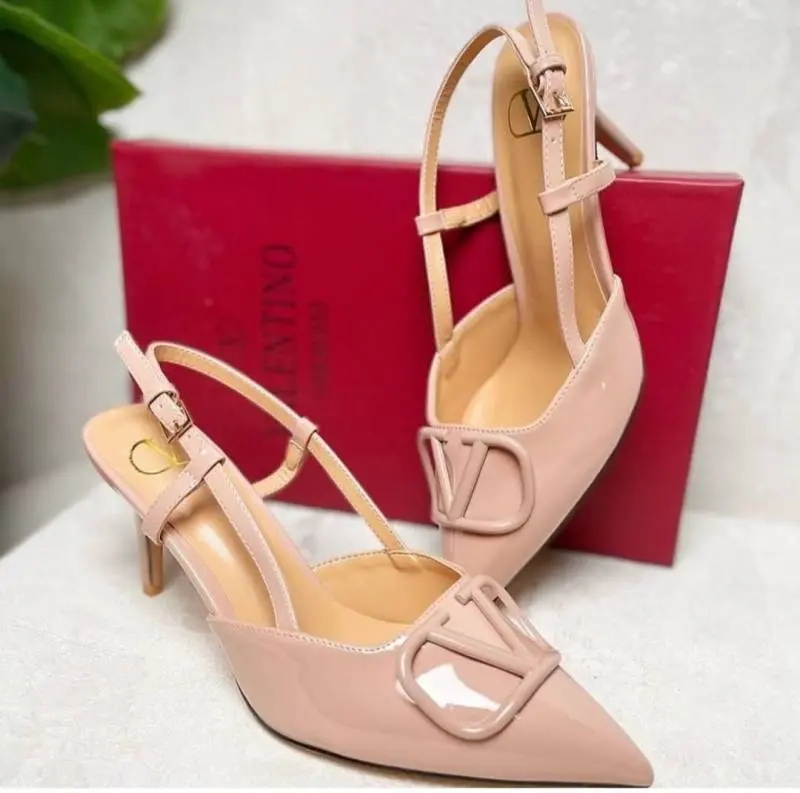 Valentino BabyPink Patent Leather Slingback Heels With OriginalBox CarryBag - Image 6
