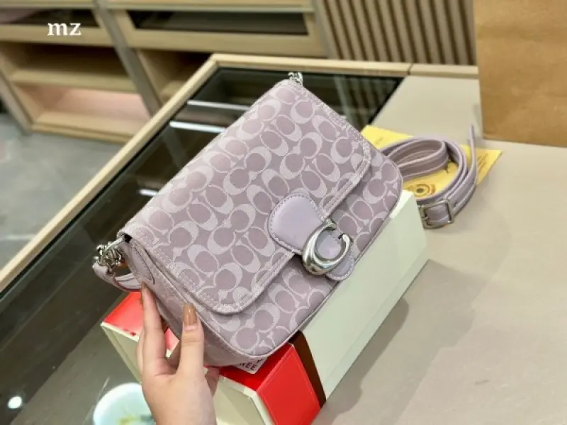 Coach Soft Tabby Premium Quality Shoulder Bag With OG Magnetic Box & Dust Bag & 2 Belts (Pink-644) - Image 4