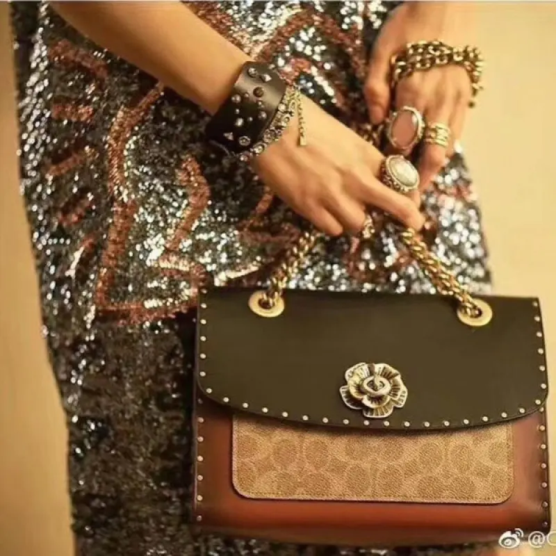 Coach Parker Studded Premium Shoulder Bag With OG Box & Dust Bag (Black-329) - Image 2