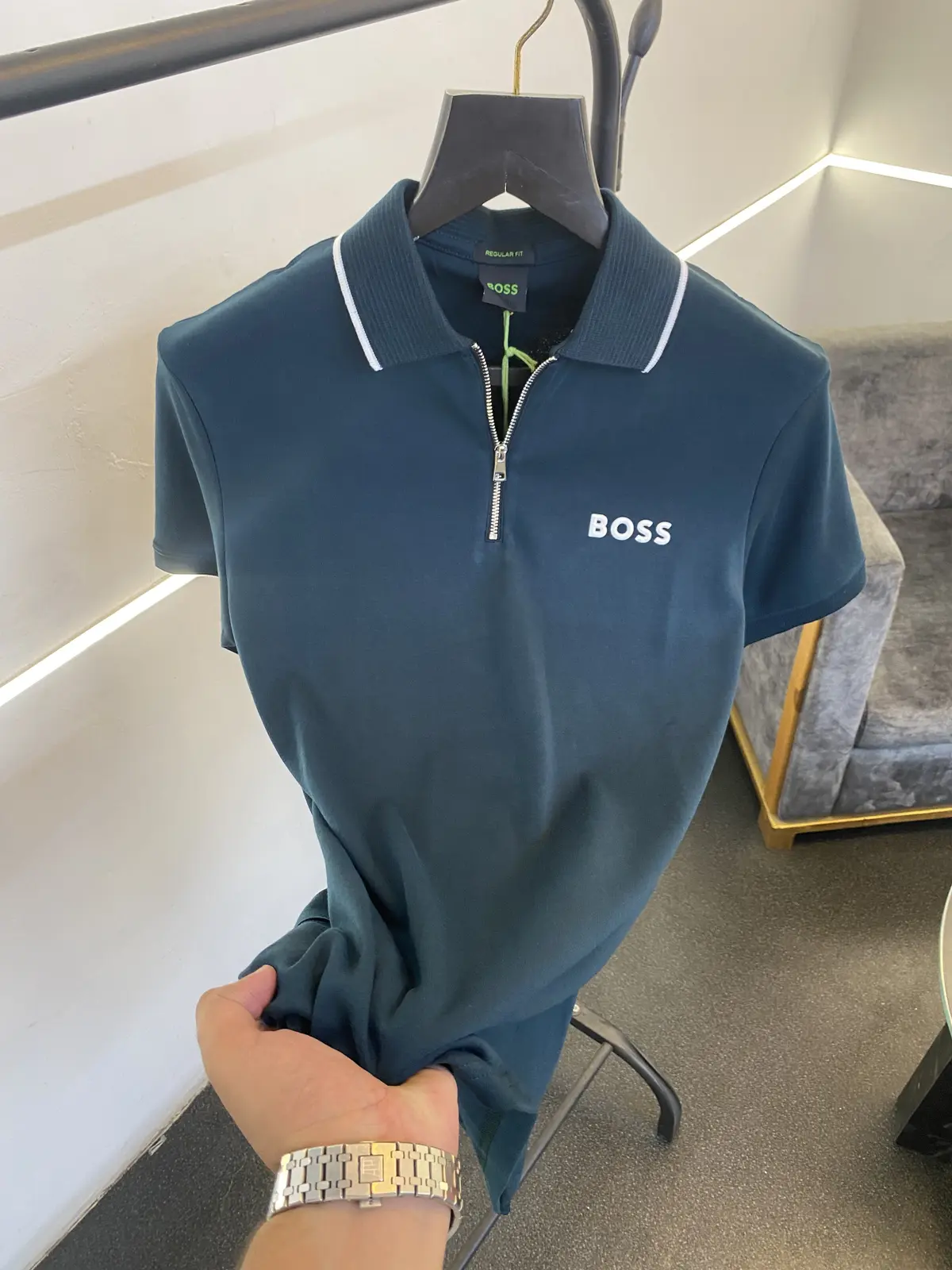 Hugo bos premium polo tshirt bottle green - Image 2