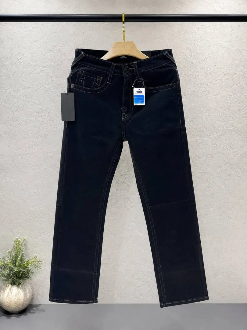 True Religion Black Shade Straight Fit Premium Imported Fabric Denim with Back pockets Embroidered work 4539-4596