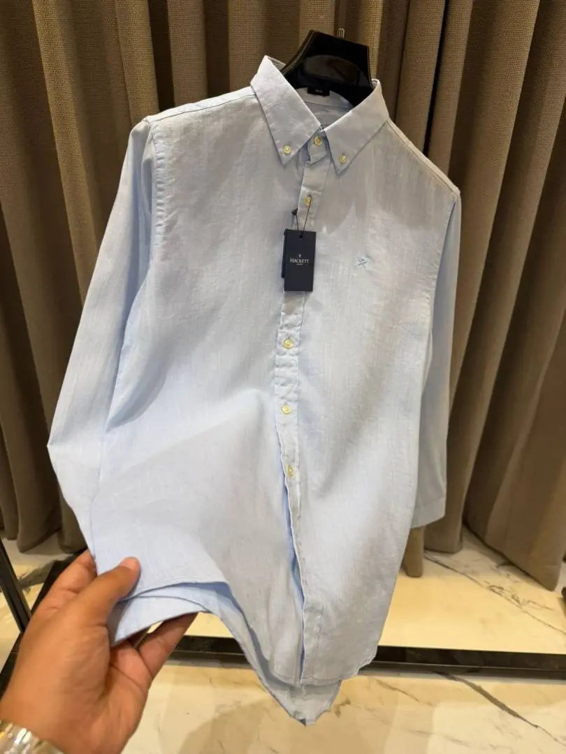 Hackett Chest Logo Full Sleeves Shirt Sky Blue - Image 3