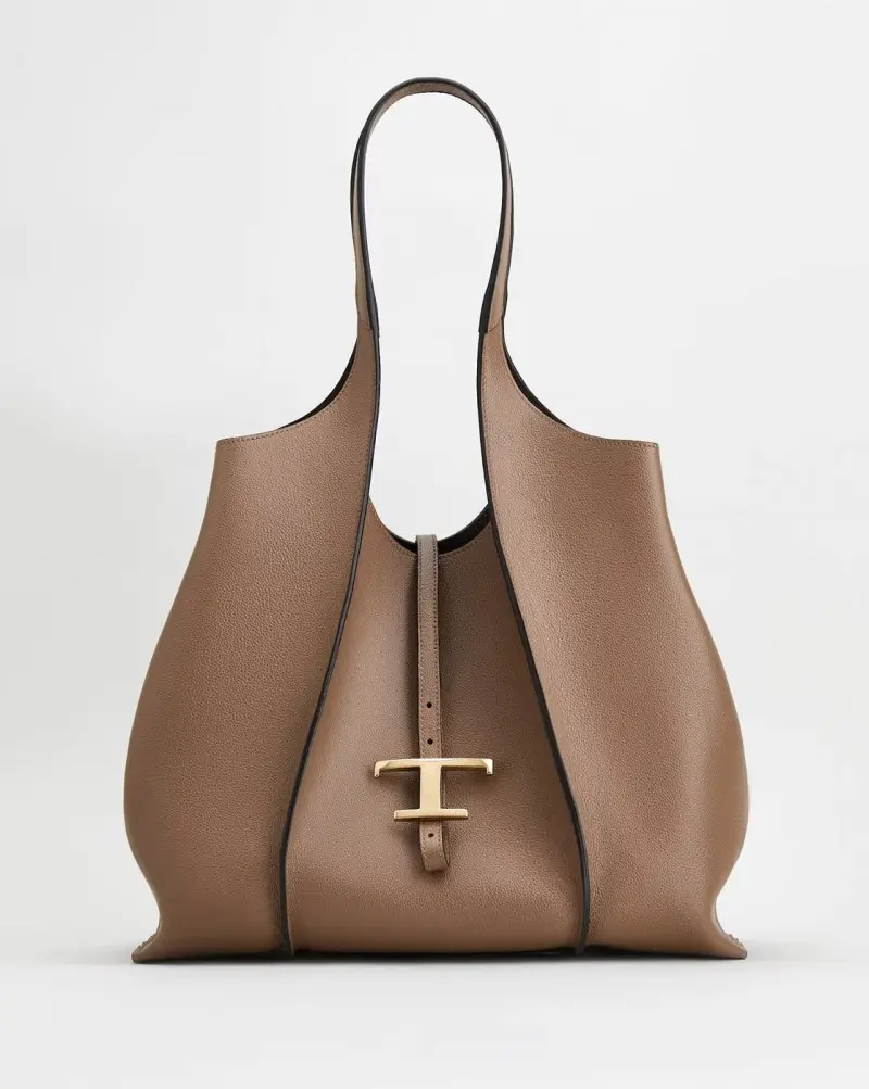 Todd's T Timeless Premium Quality Leather Bag With Extra Pouch & OG Box With Dust Bag (Beige - 636)
