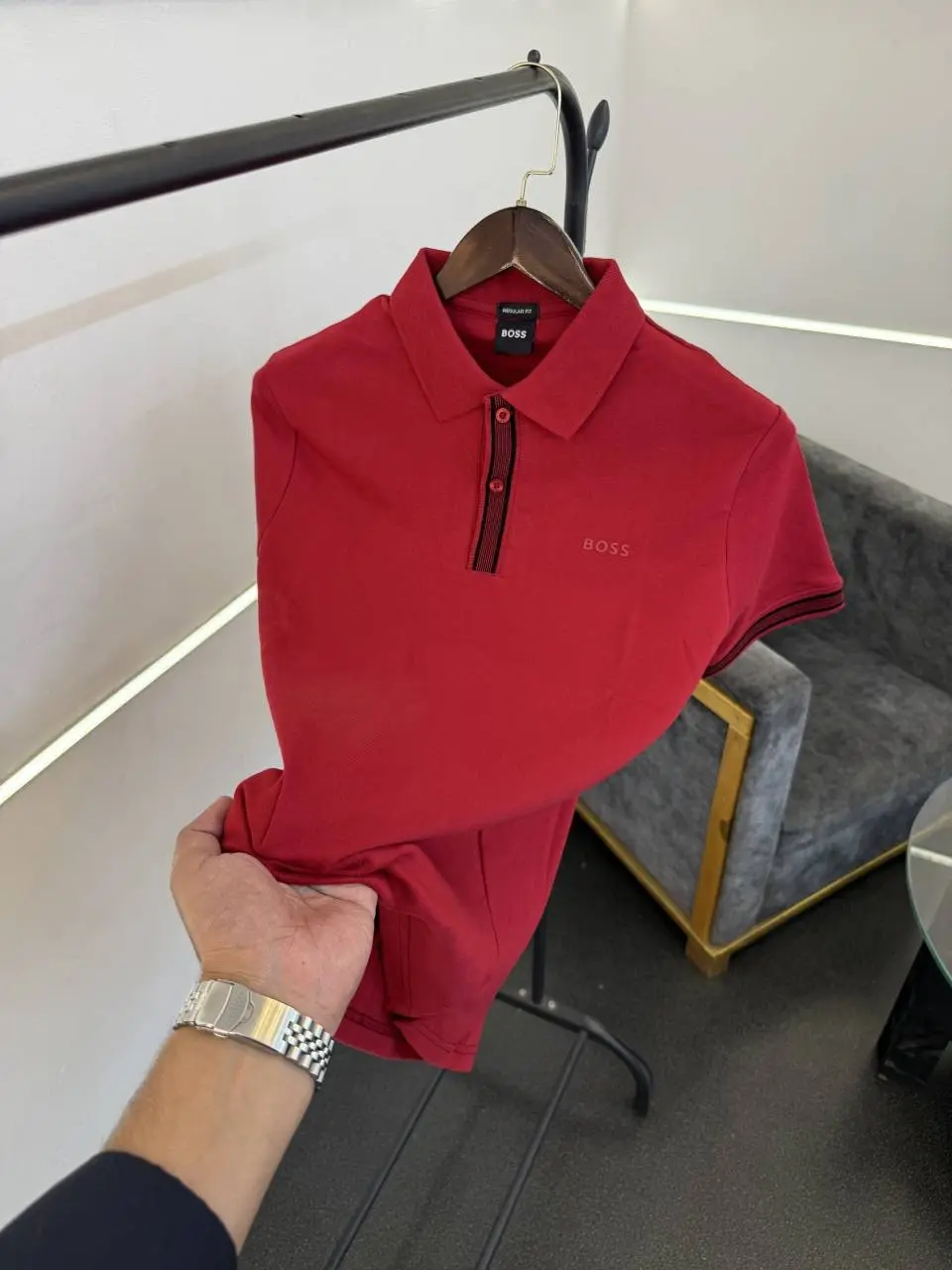 Hugo bos imported quality polo tshirt red - Image 2