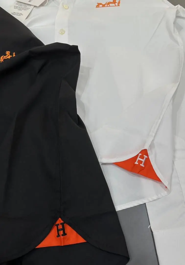Hermes Chest Logo Full Sleeves Shirt Black - Image 3
