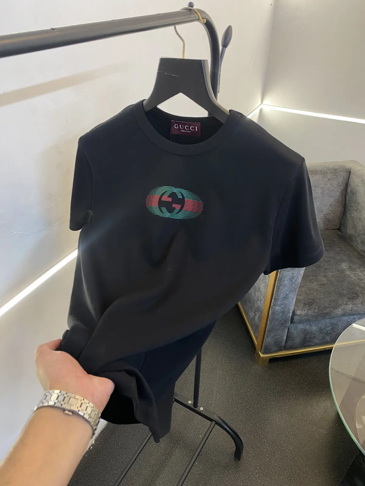 Gucci Round neck front and back print imported tshirt black sale - Image 2