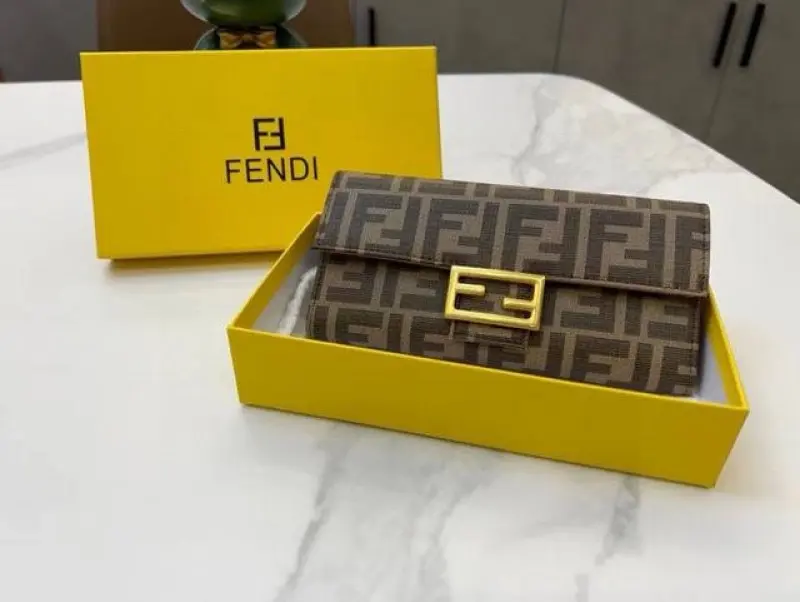Fendi Baguette Long Wallet With OG Box (Brown-833) - Image 2
