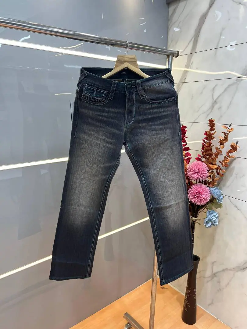True Religio n White Shade Straight fit Premium Imported Stretchable Lycra Fabric Denim with Back Pocket Embroidered Design 3944 - Image 5
