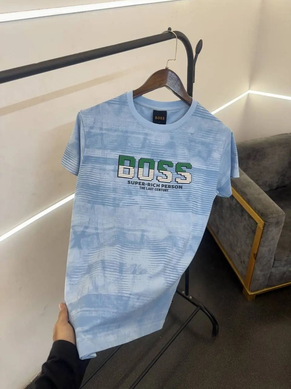 Hugoo boss turkey imported round neck tshirt sky blue - Image 2