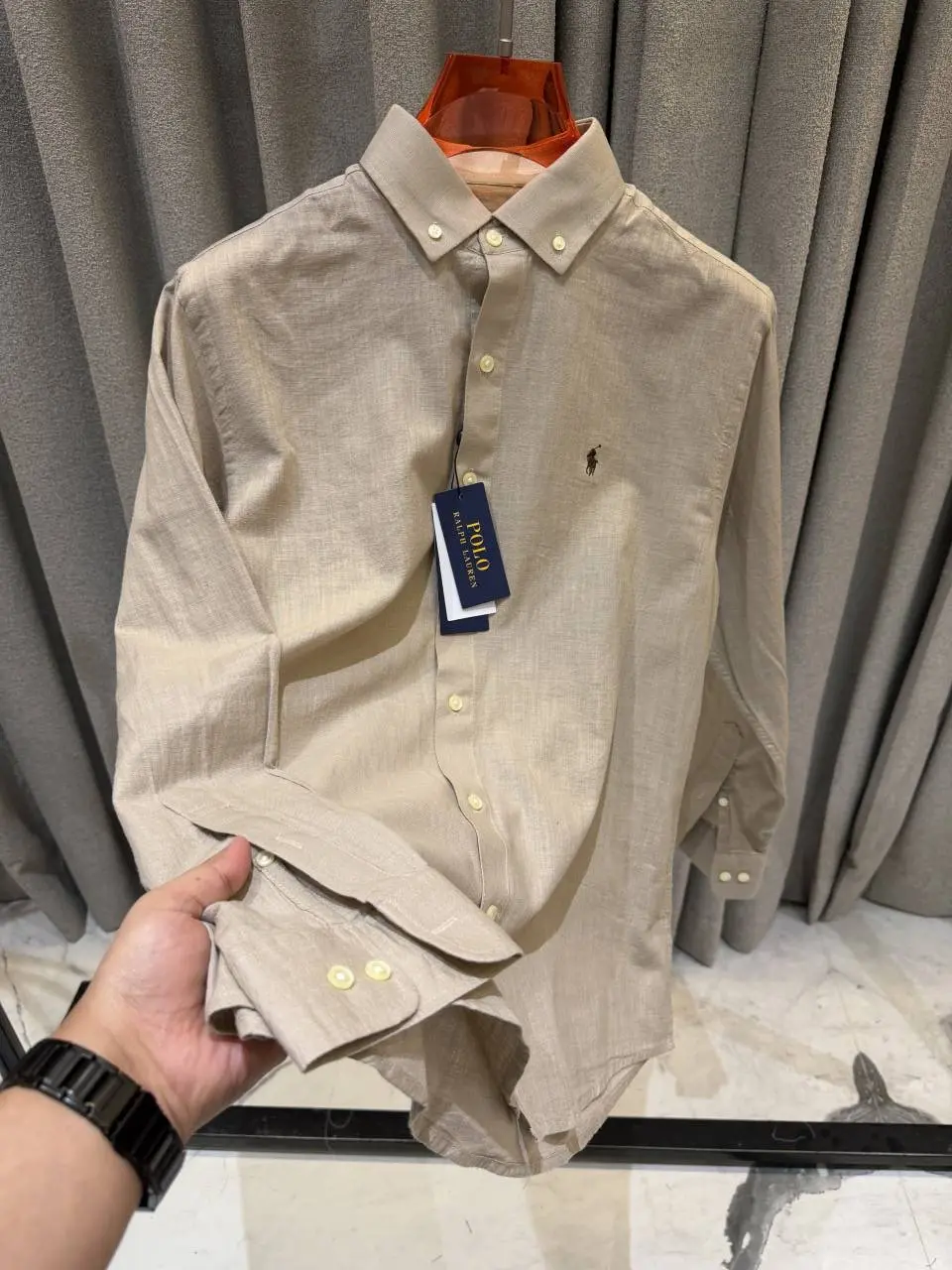 Ralph Lauren Linen Beige Brown Shirt - Image 2