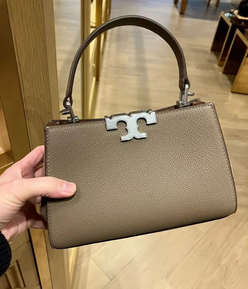 Tori Burch Khakhi Mini Eleanor Satchel Bag With Box