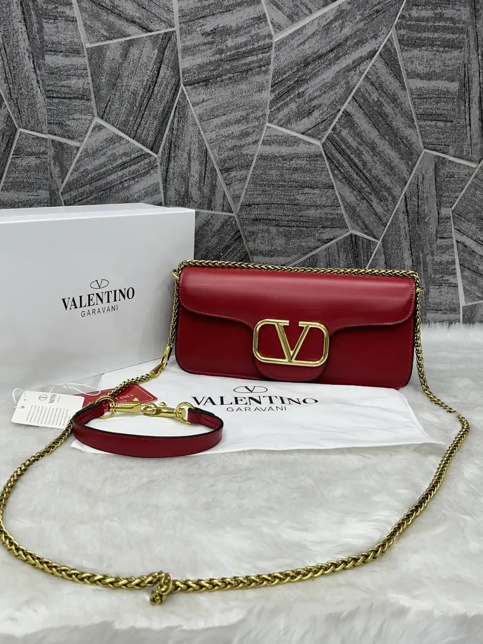Valentino V Logo Long Shoulder Bag Clutch With Original Packing - Image 2