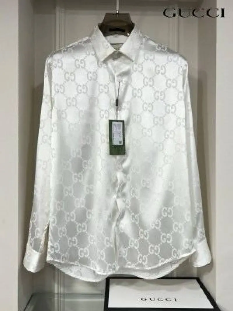 Gucci GG Full Monogram Print Full Sleeves Shirt White