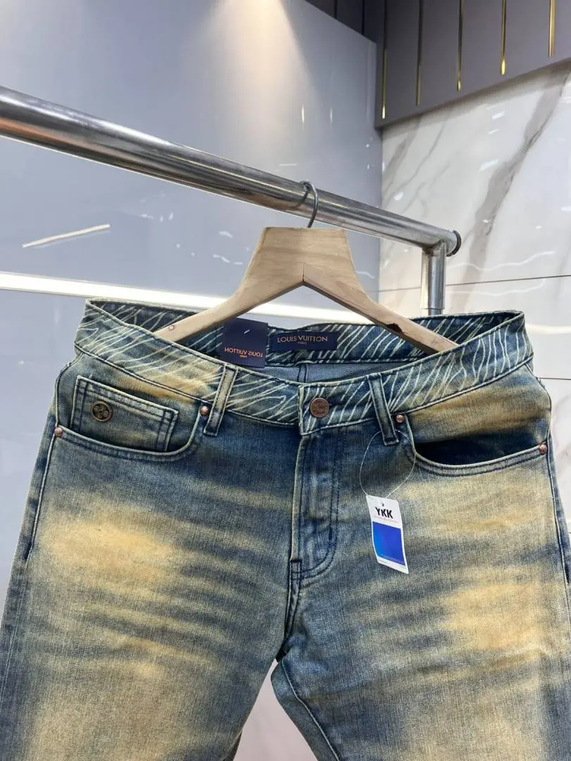 Louis Vuitton green shade boot cut premium imported stretchable lycra fabric denim with patch design 3664 - Image 2
