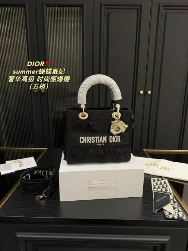 Diyor875 Lady My ABC D-Lite Embroidery Luxurious Quality With OG Magnetic Gift Box & Dust Bag & Scarf (Black - 875) - Image 4
