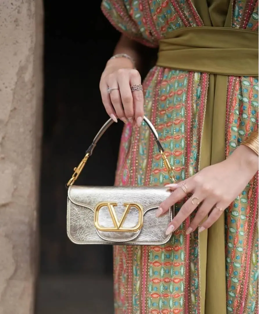 Valentino V Lock Silver Small Shoulder Bag With Original Box - Image 9