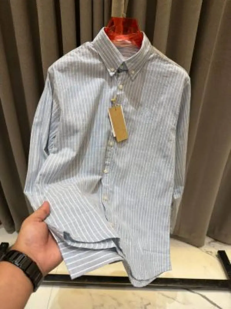 Lorro Pianna Chest Logo Lining Full Sleeves Shirt Grey - Image 2