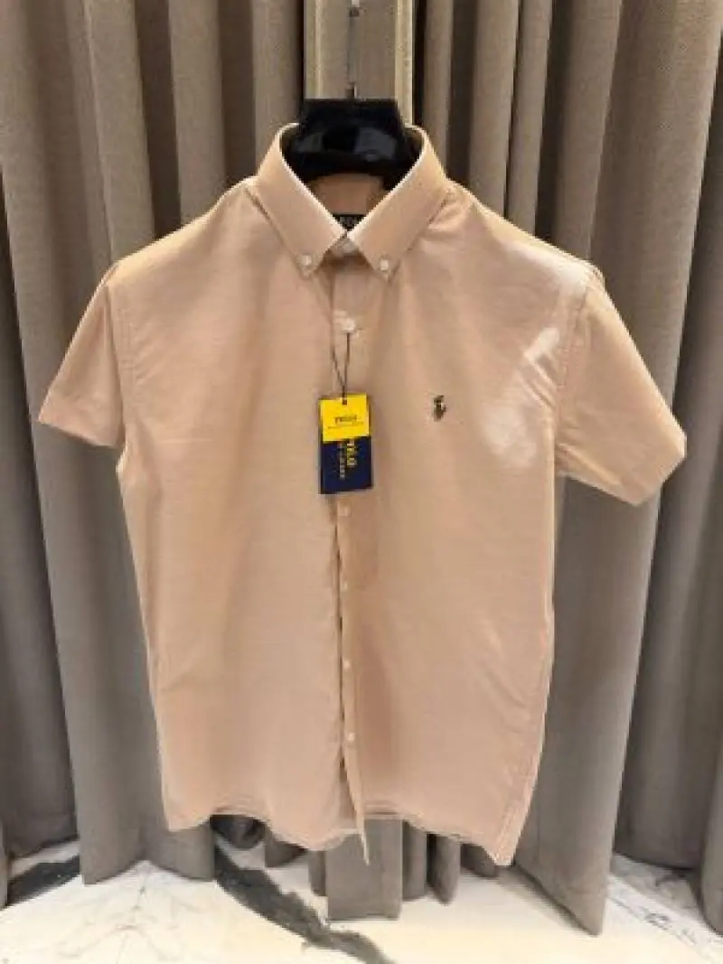 Ralph Lauren Chest Logo Half Sleeves Shirt Coffee - Image 2