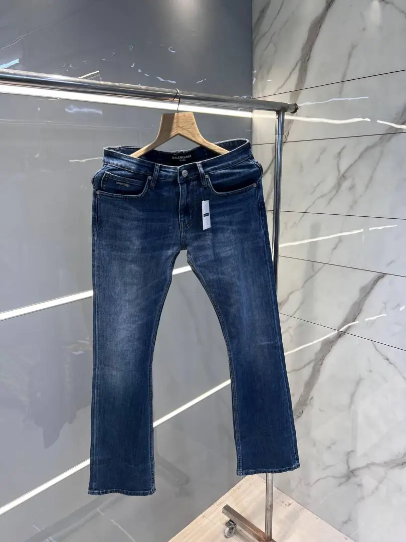 Balenciaga a Light Shade Premium Imported Stretchable Lycra Fabric Boot Cut Denim with Embroidered Design 2954 - Image 2