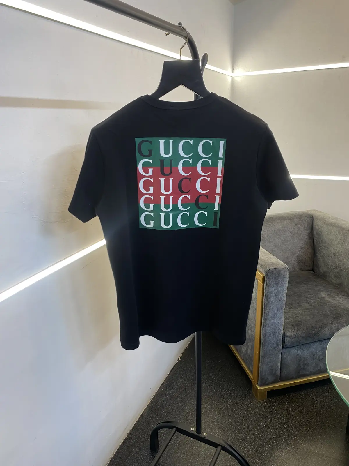 Gucci Round neck front and back print imported tshirt black sale - Image 3