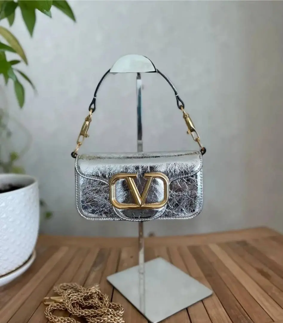 Valentino V Lock Silver Small Shoulder Bag With Original Box - Image 2