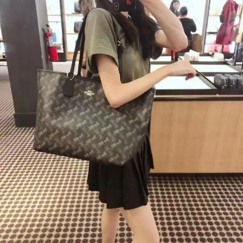 Coach Signature City Tote Bag With OG Box & Dust Bag (Printed Black-844) - Image 2