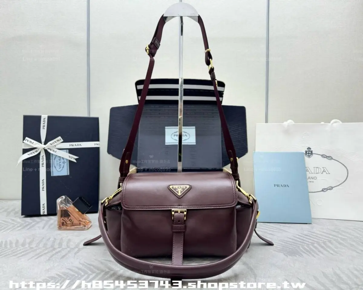 Prada CB Wine Explore Leather Shoulder Bag With Original DustCover & CarryBag - Image 2