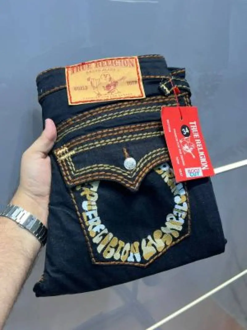 True Religio n Navy Boot cut Premium Imported Stretchable lycra fabric Denim with back flap pocket Design 3635 - Image 3