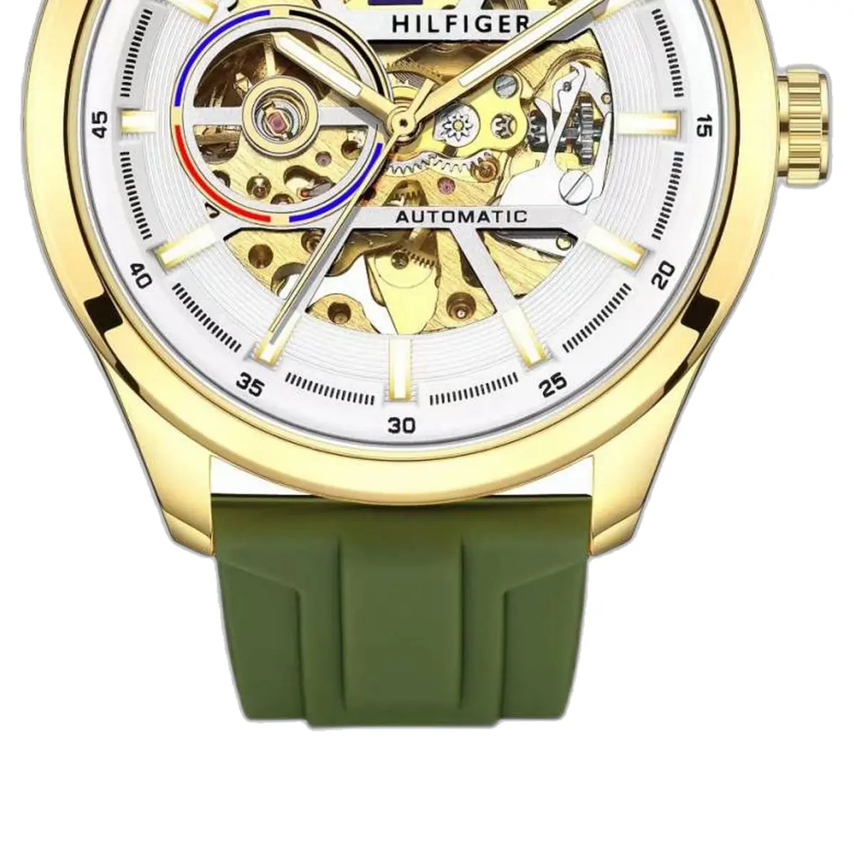 Tommy Hilfige r Automatic Silicon Green-Gold-White - strap